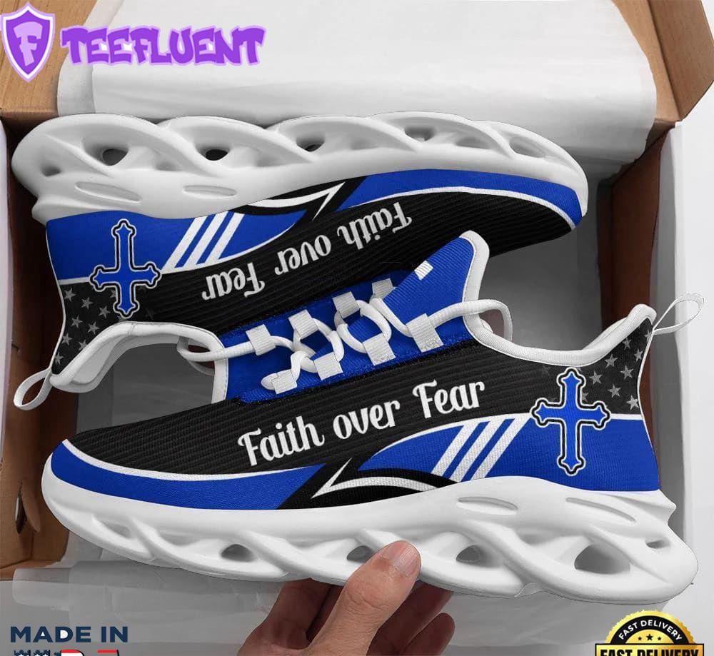 Blue Jesus Faith Over Fear Running Sneakers Max Soul Shoes For Men And Women