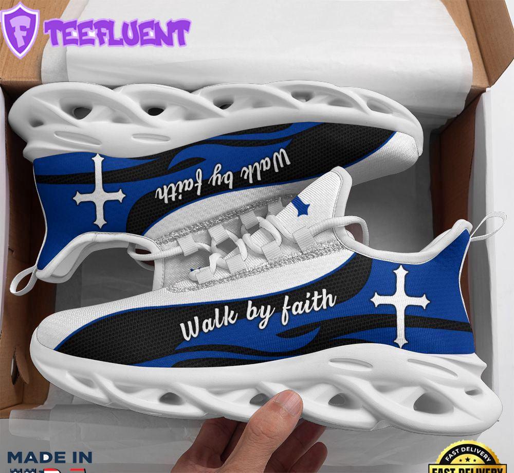 Blue Jesus Walk By Faith Running Christ Sneakers Max Soul Shoes For Men And Women
