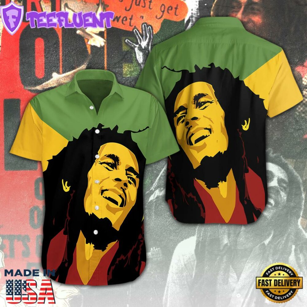 Bob Marley Short Sleeve Dress Shirt Hawaiian For Family