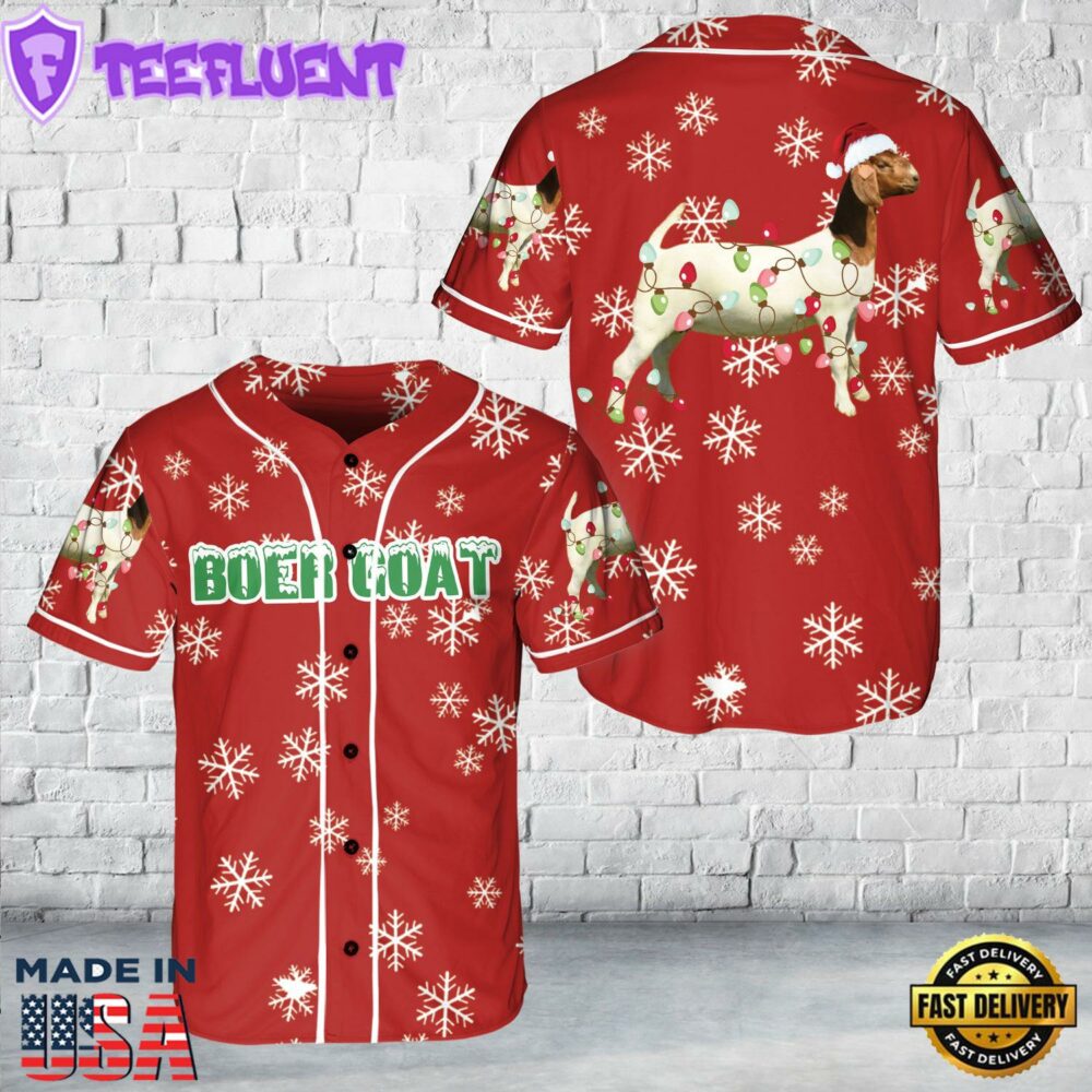 Boer Goat Christmas Baseball Jersey