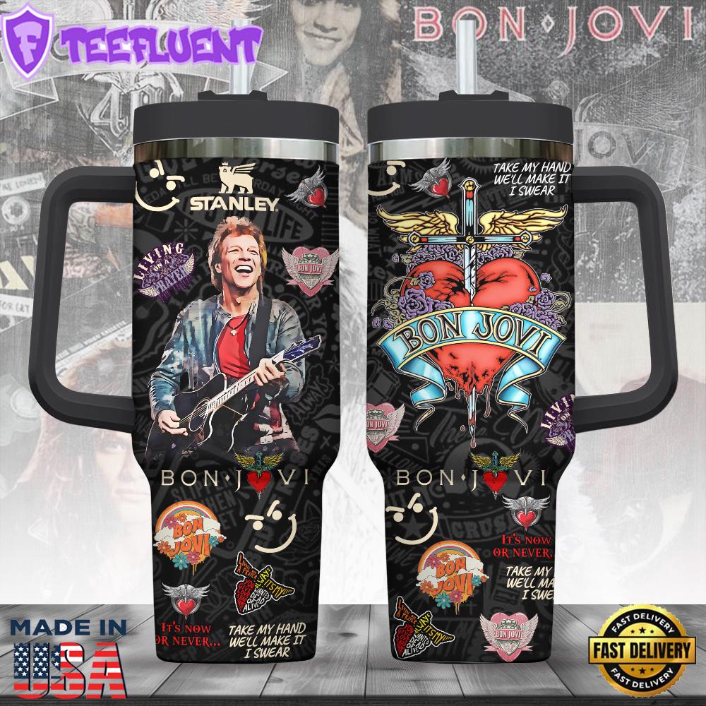 Bon Jovi 40oz Stanley Tumbler Gift For Man And Women