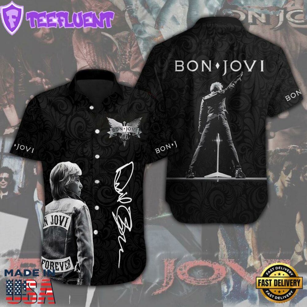 Bon Jovi Short Sleeve Dress Shirt For Fans