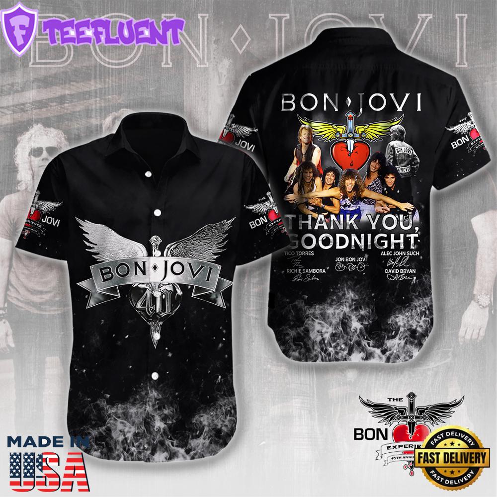 Bon Jovi Short Sleeve Dress Shirt Hawaiian For Family