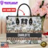 Border Collie Dog Bior Leather Handbag With Flowers And Butterfly
