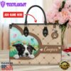 Border Collie Dog Duccy Dog Lover Leather Handbag