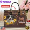 Border Collie Dog Kisses Fix Everything Leather Handbag