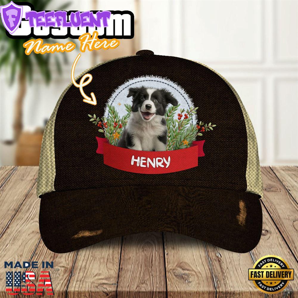 Border Collie Dog Playful In The Bushes 3D Cap
