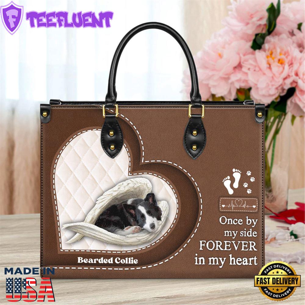 Border Collie Forever In My Heart Leather Bag