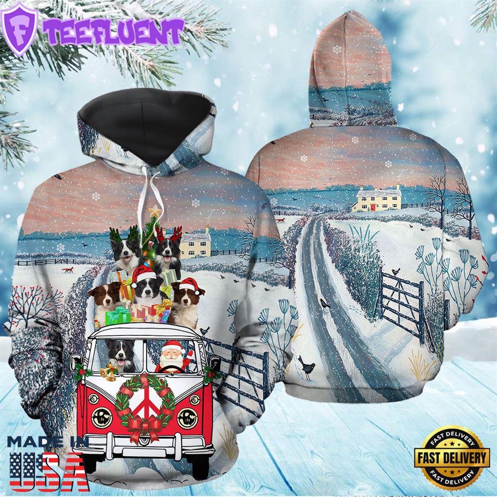 Border Collie Santa Christmas Hoodie All Over Print