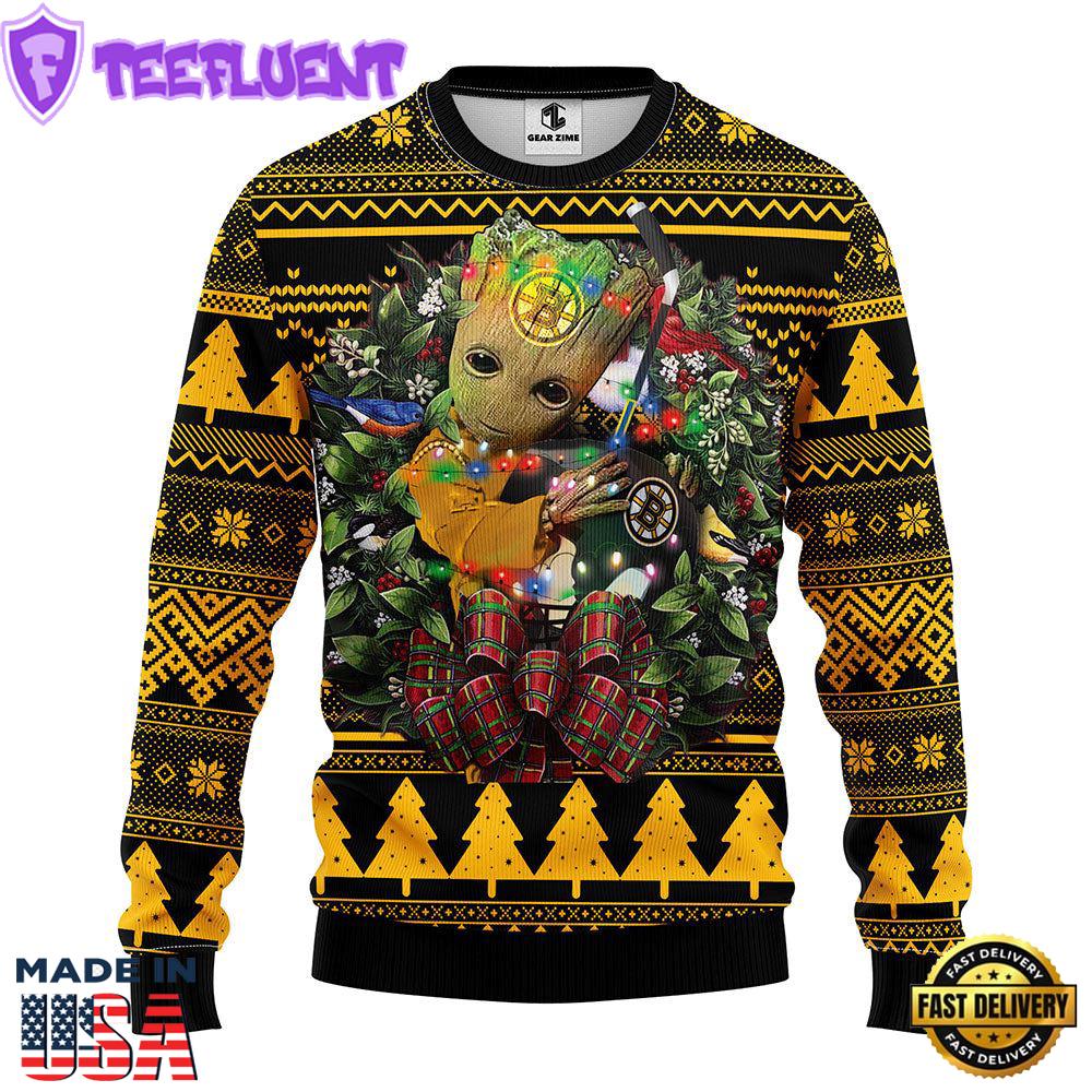 Boston Bruins Groot Hug Christmas Ugly Sweater Sport For Fan