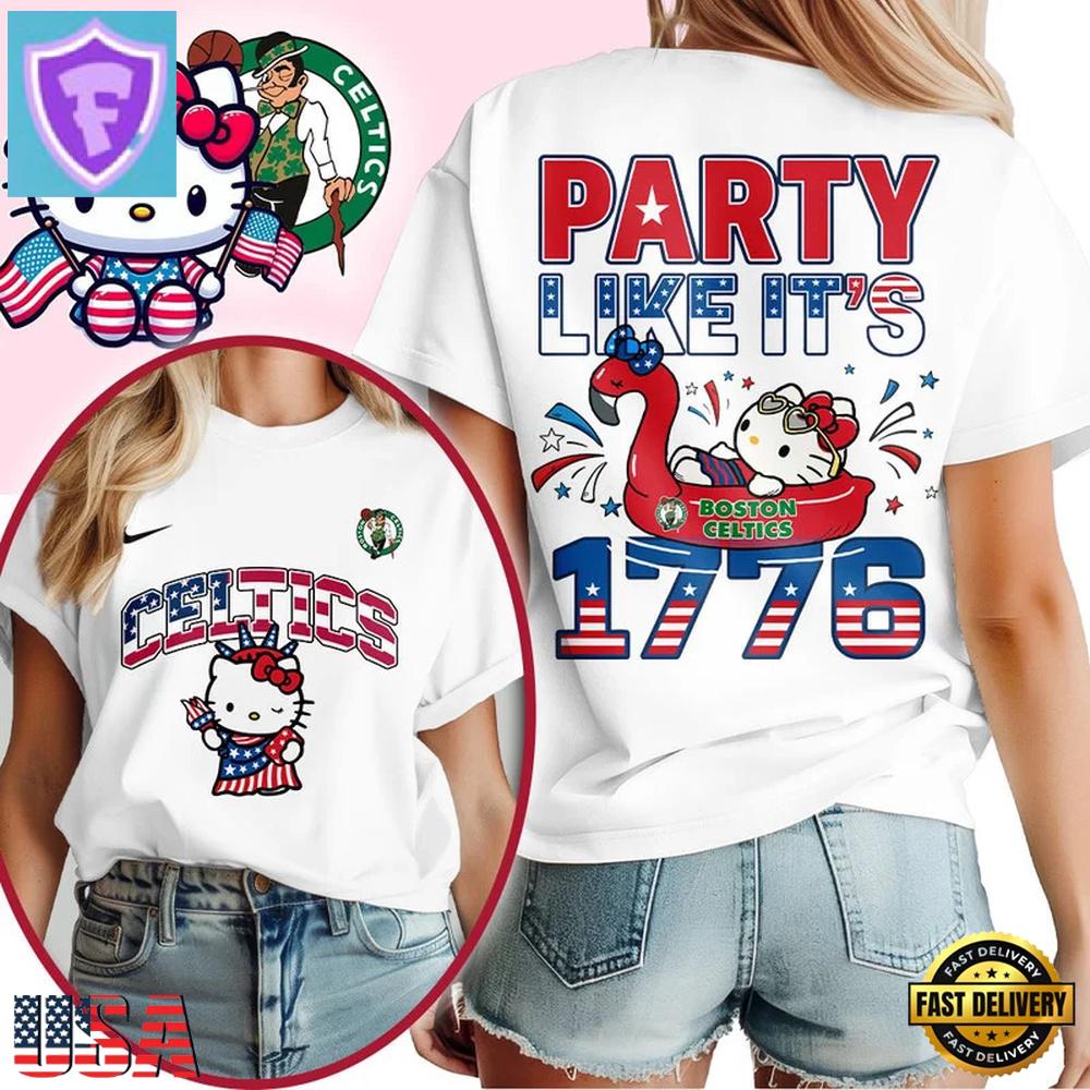 Boston Celtics 2026 NBA Hello Kitty Independence Day Unisex 3D Shirt