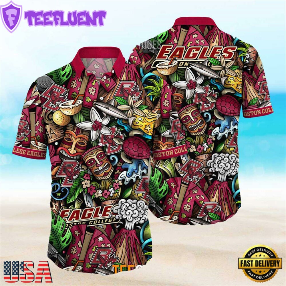 Boston College Eagles Ncaa Mens Floral Special Design Hawaiian Shirt