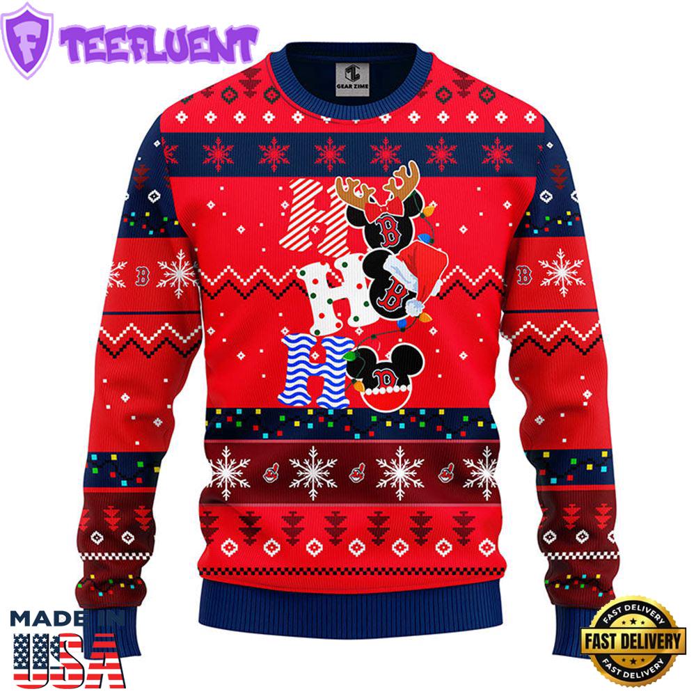 Boston Red Sox Hohoho Mickey Christmas Ugly Sweater
