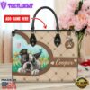 Boston Terrier Dog Duccy Dog Lover Leather Handbag