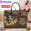 Boston Terrier Dog Kisses Fix Everything Leather Handbag