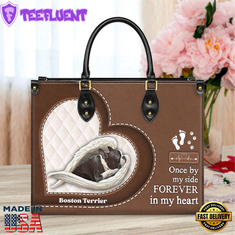 Boston Terrier Forever In My Heart Leather Bag