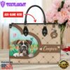 Boxer Dog Duccy Dog Lover Leather Handbag