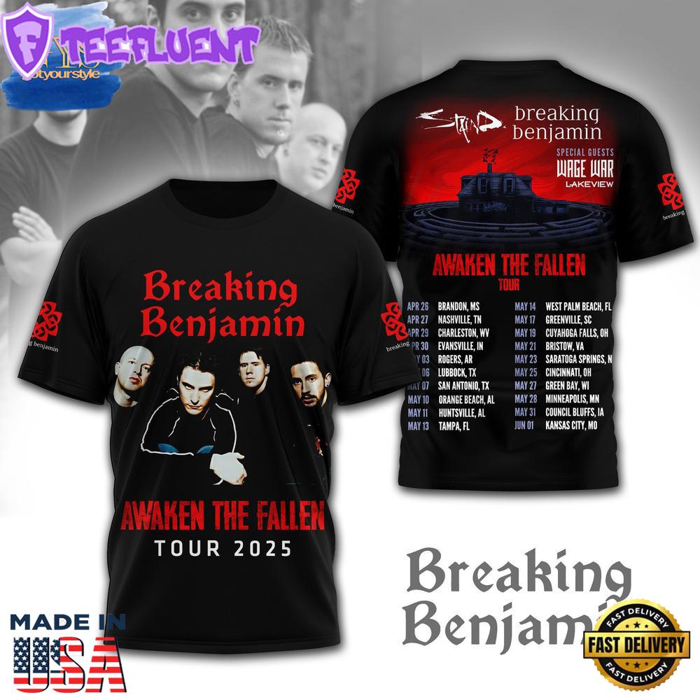 Breaking Benjamin Awaken The Fallen Tour 2025 T-Shirt