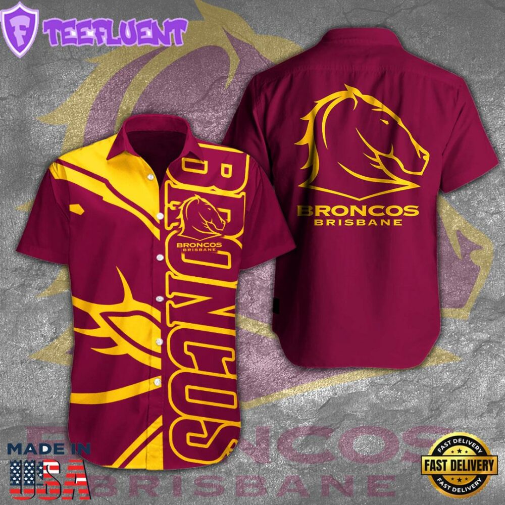 Brisbane Broncos Short Sleeve Dress Shirt For Man And Women