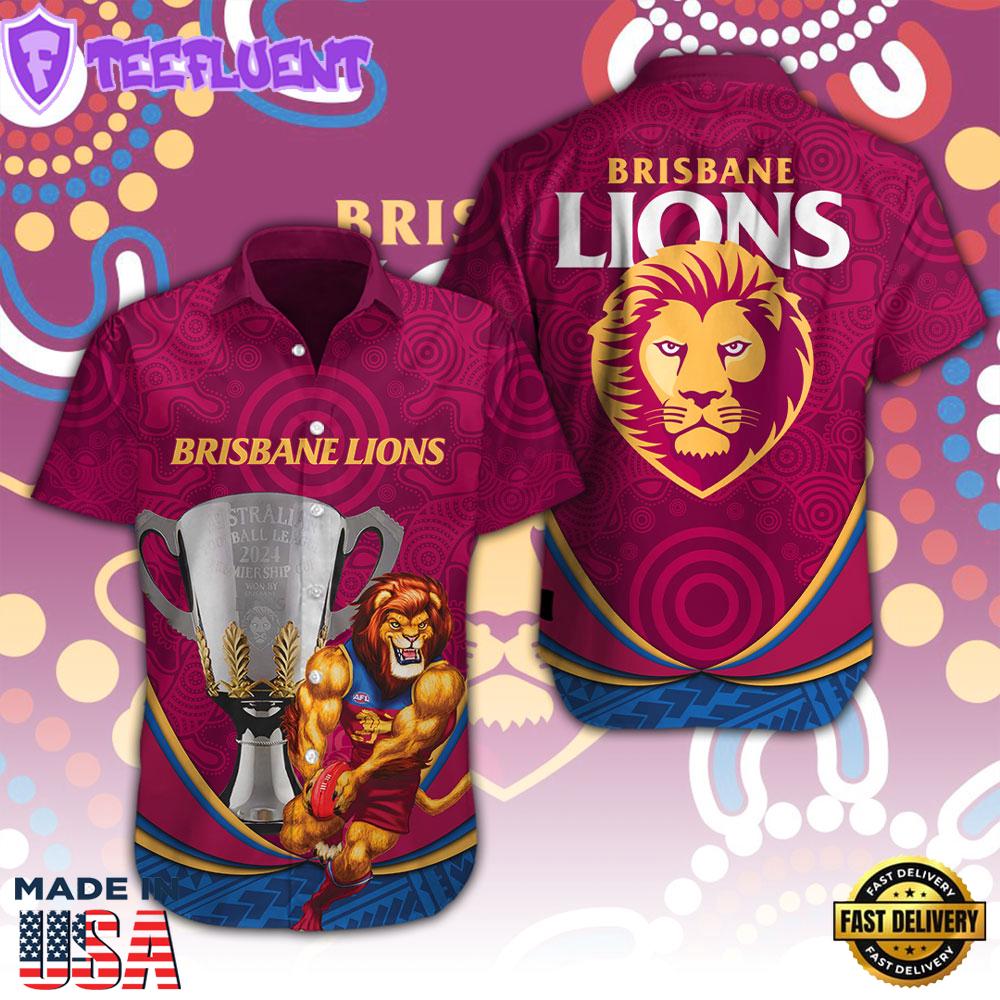 Brisbane Lions Short Sleeve Dress Shirt For Man And Women