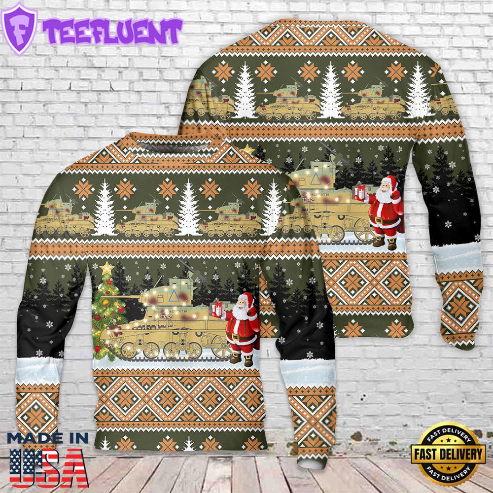 British Army M3 Stuart 'Honey' 'Connecticut IV' 'A' Squadron, 5th Royal Tank Regiment, 7th Armoured Division Christmas Sweater