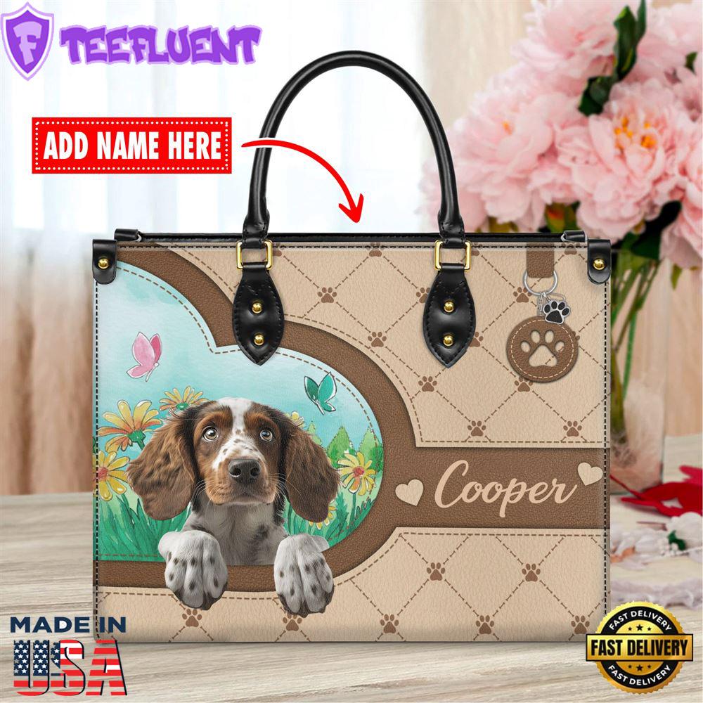Brittany Dog Duccy Dog Lover Leather Handbag