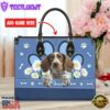 Brittany Dog Lover Leather Bag With Daisy Flowers