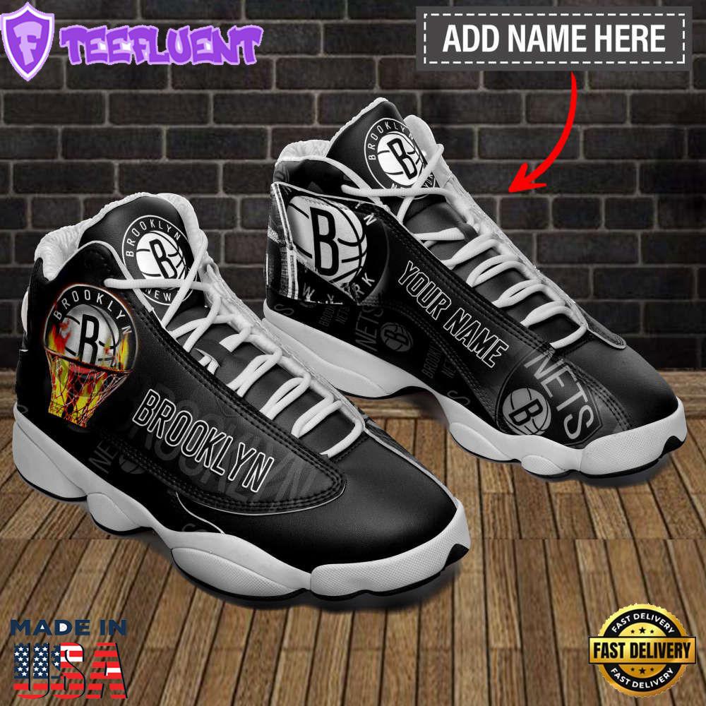 Brooklyn Nets Custom Name Air Jordan 13 Sneakers. Best Gift For Men And Women