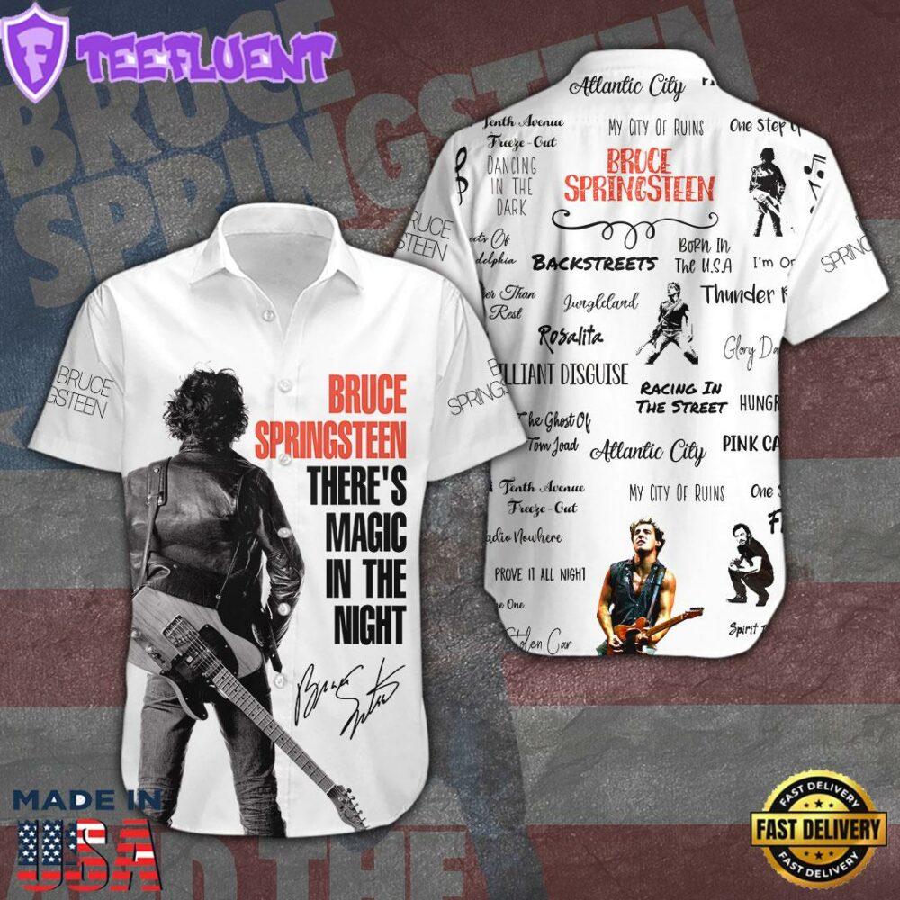 Bruce Springsteen Short Sleeve Dress Shirt Hawaiian For Family