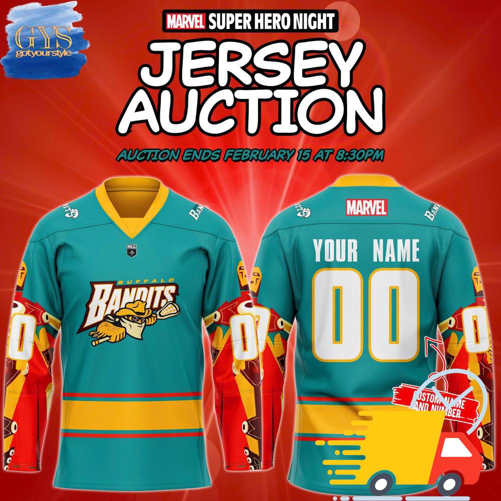 Buffalo Bandits 2025 Marvel Super Hero Night Custom Hockey Jersey