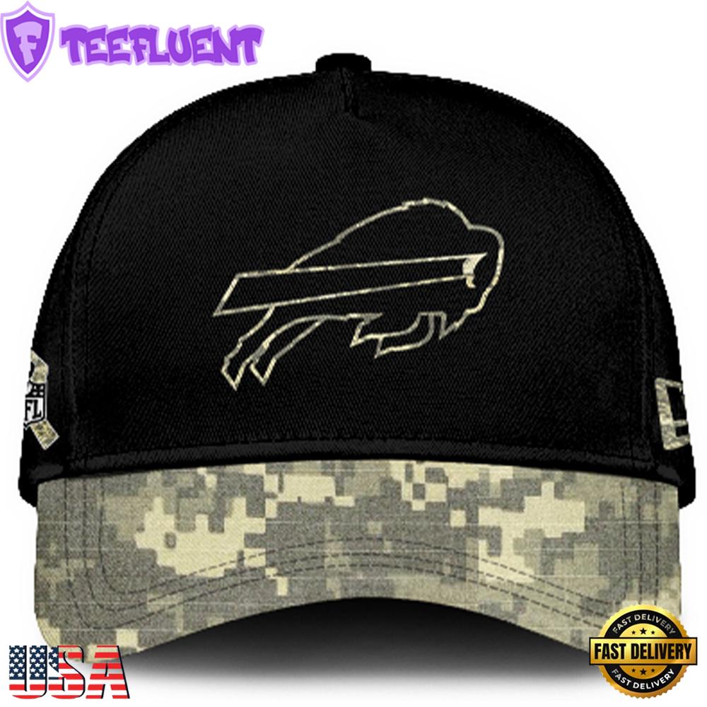 Buffalo Bills 2024 Salute to Service Club Black Camo Cap Gift For Veteran
