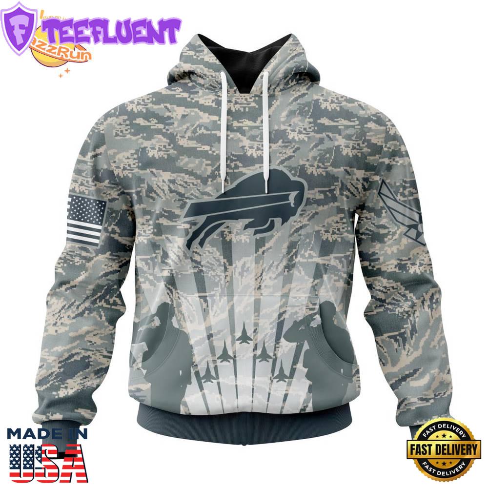Buffalo Bills Air Force Camo Hoodie – Military Tribute Pullover for NFL Fans