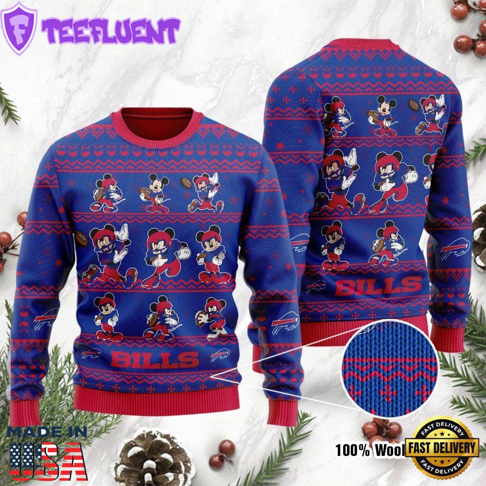 Buffalo Bills Gifts Mickey Mouse Player Christmas Ugly Sweater