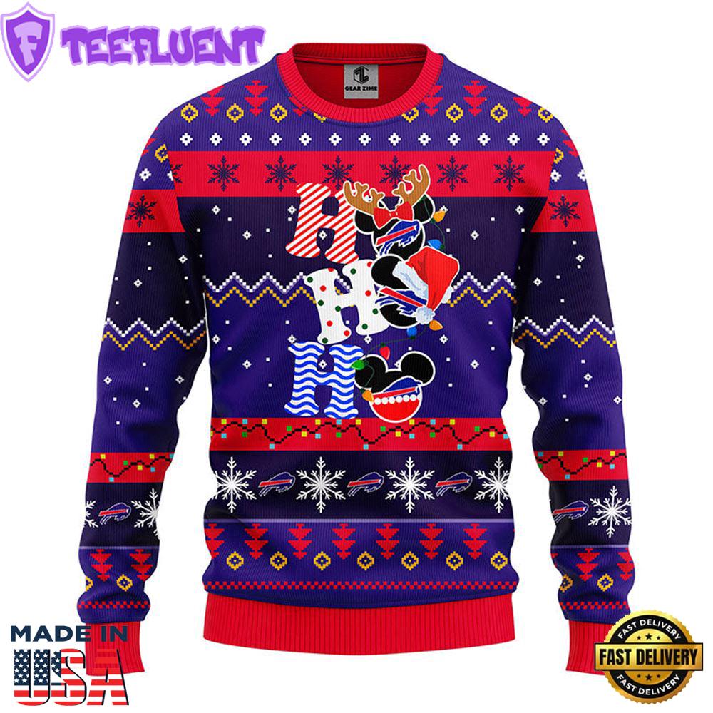 Buffalo Bills HoHoHo Mickey Christmas Ugly Sweater
