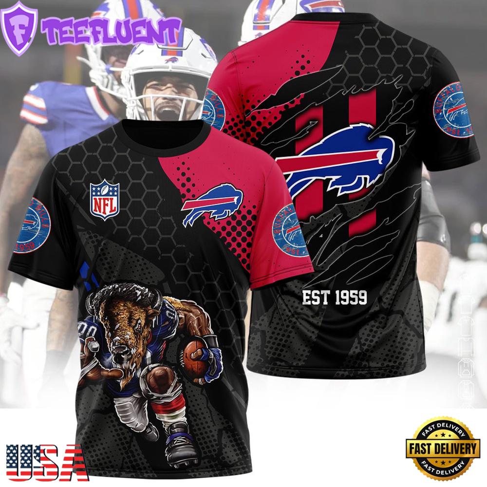 Buffalo Bills Mascot All Over Print T-Shirt For Fans