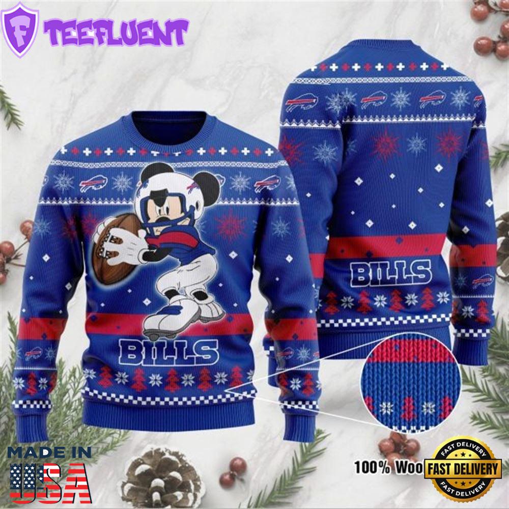 Buffalo Bills Mickey Mouse Disney Football Player Funny Ugly Christmas Sweater