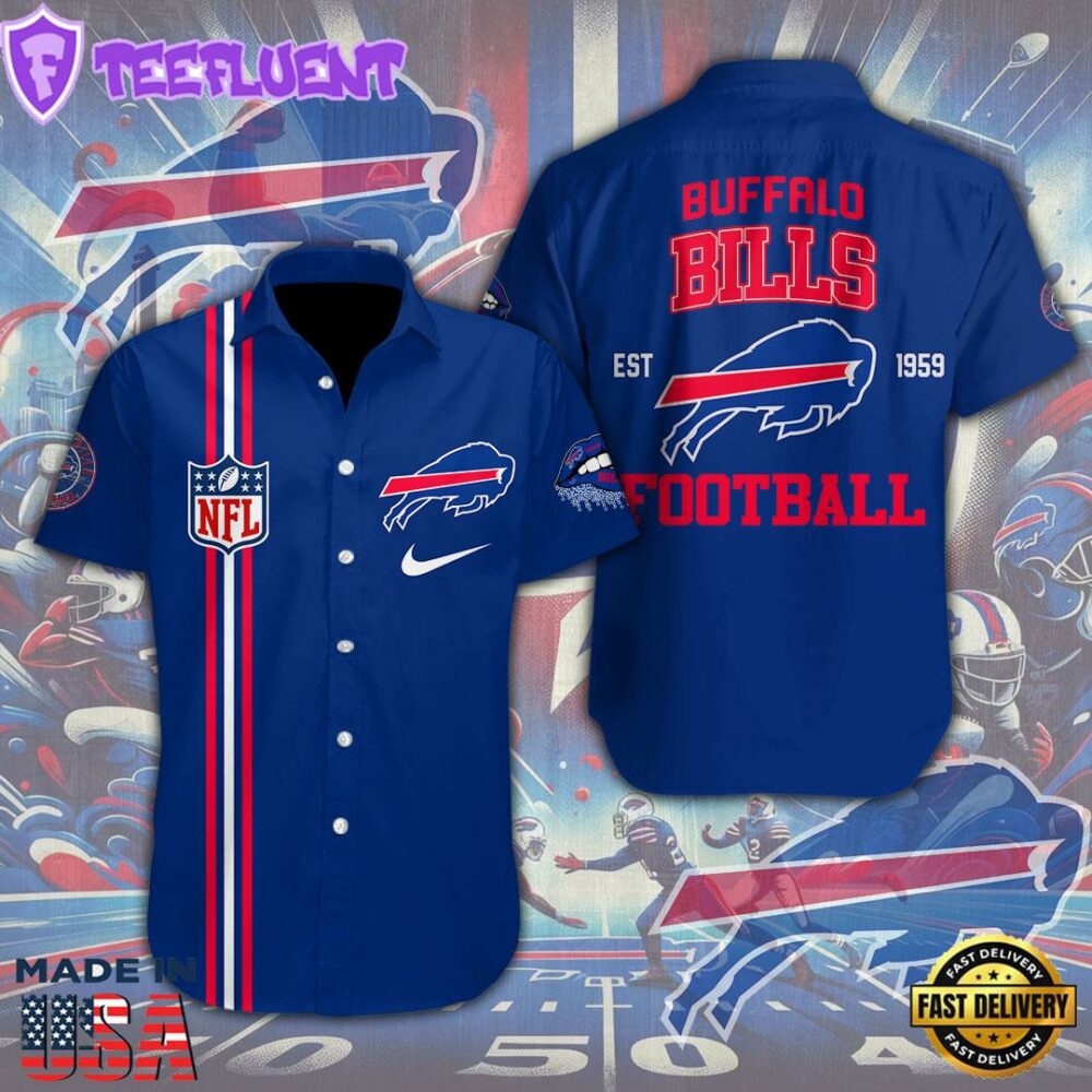 Buffalo Bills Short Sleeve Dress Shirt For Man And Women