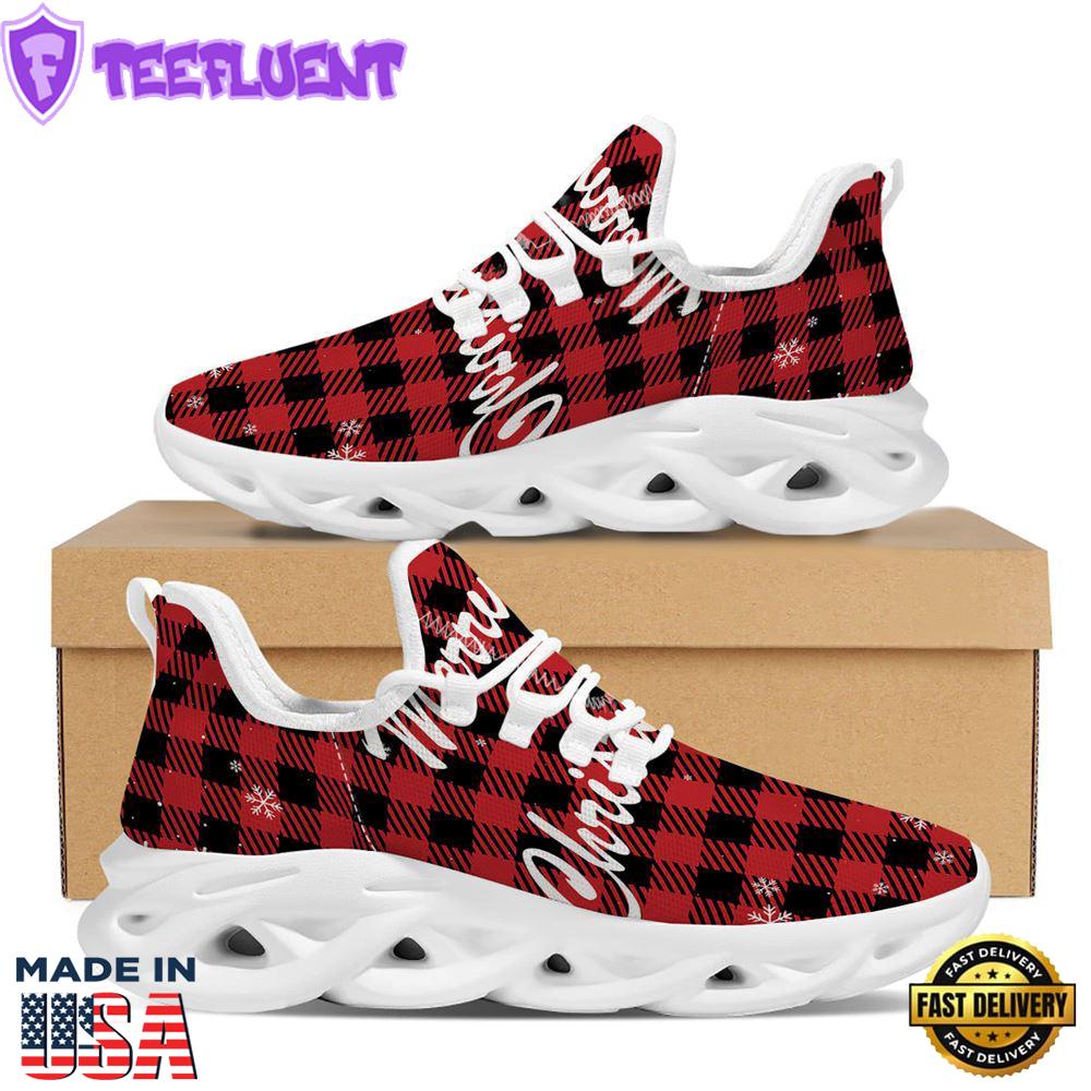 Buffalo Plaid Christmas Print White Max Soul Shoes