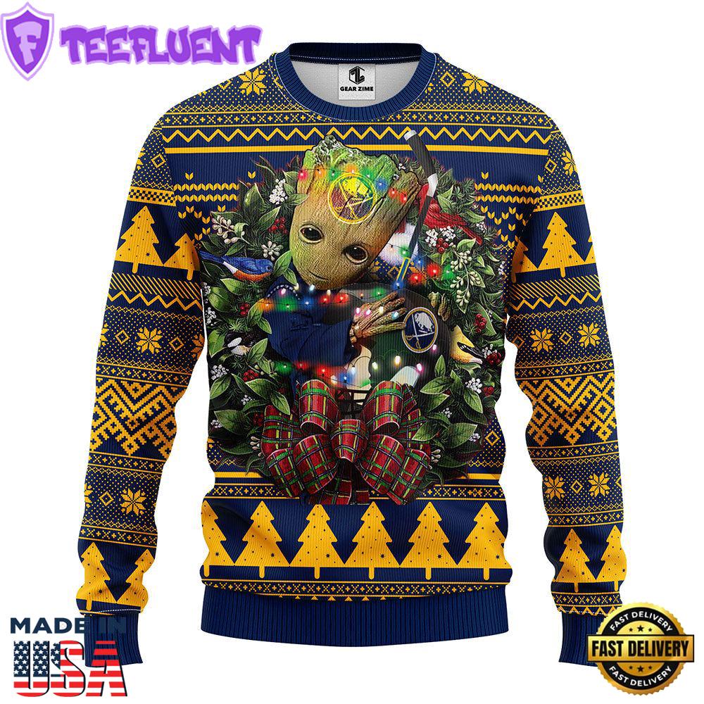 Buffalo Sabres Groot Hug Christmas Ugly Sweater Sport For Fan