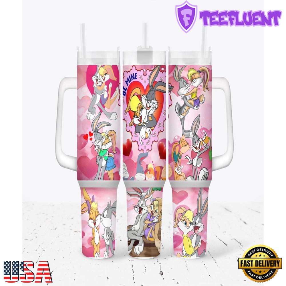 Bugs and Lola Bunny Valentines Stainless Steel Tumbler 40Oz With Handle