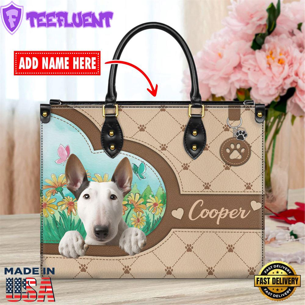 Bull Terrier Dog Duccy Dog Lover Leather Handbag