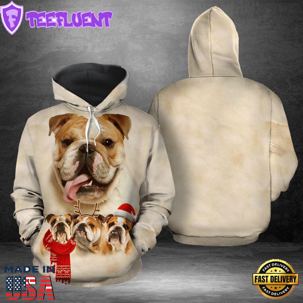 Bulldog Christmas Hoodie All Over Print