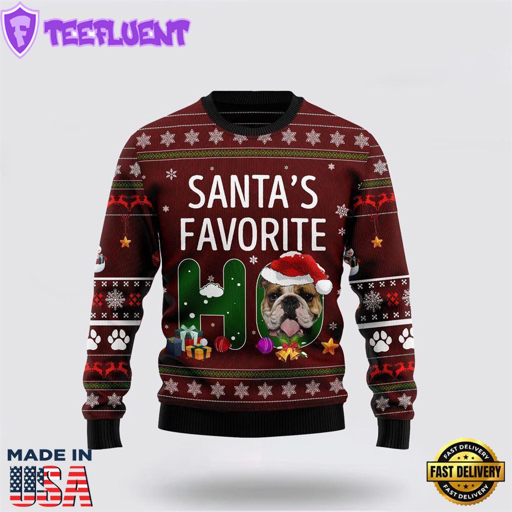 Bulldog Santa Favorite Ho Ugly Christmas Sweater For Men And Women