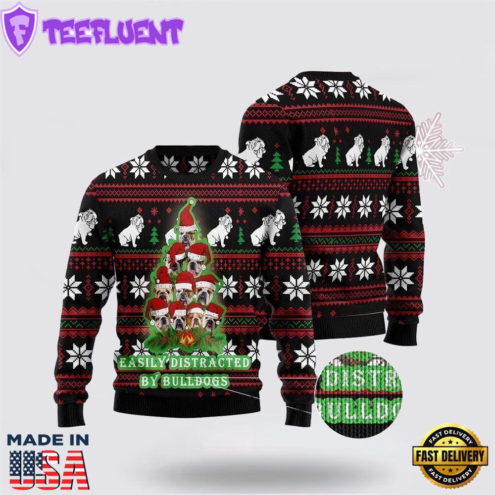 Bulldogs Tree 3D Ugly Christmas Sweater For Men And Women