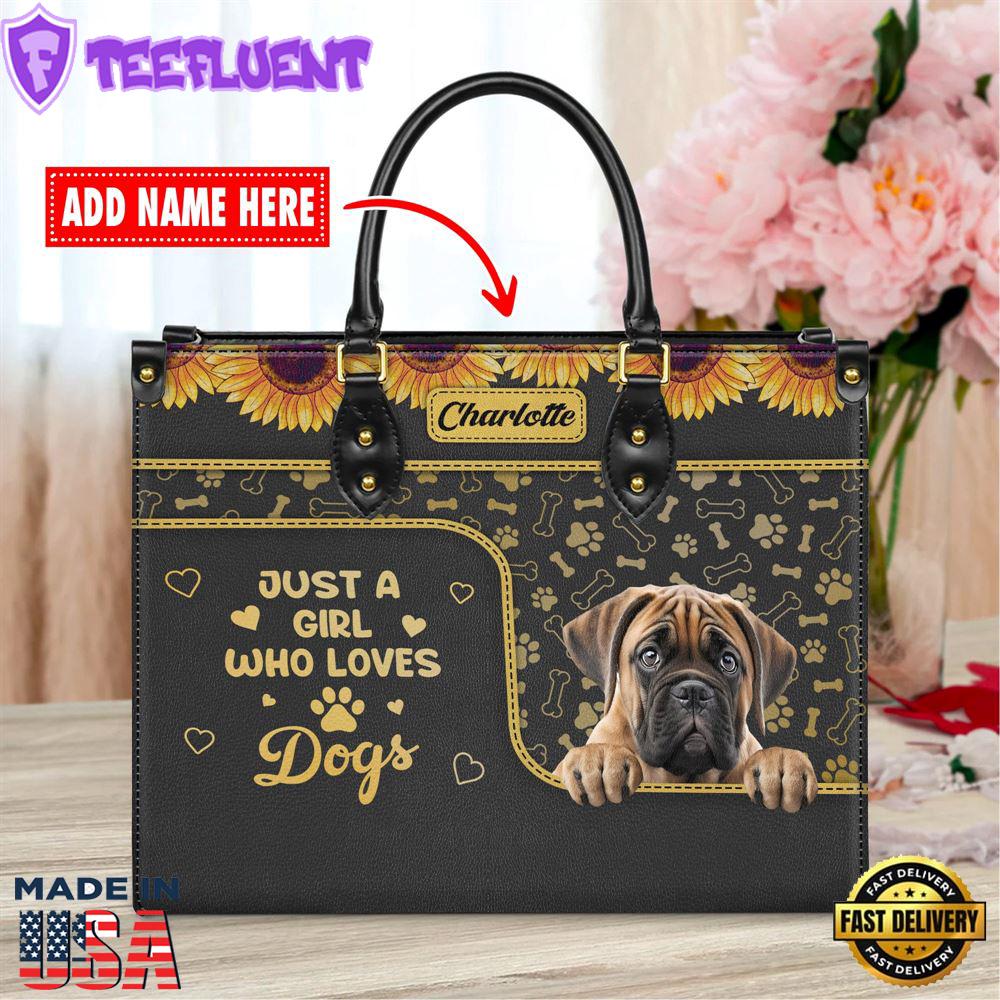 Bullmastiff Dog Just A Girl Who Loves Dogs Leather Handbag