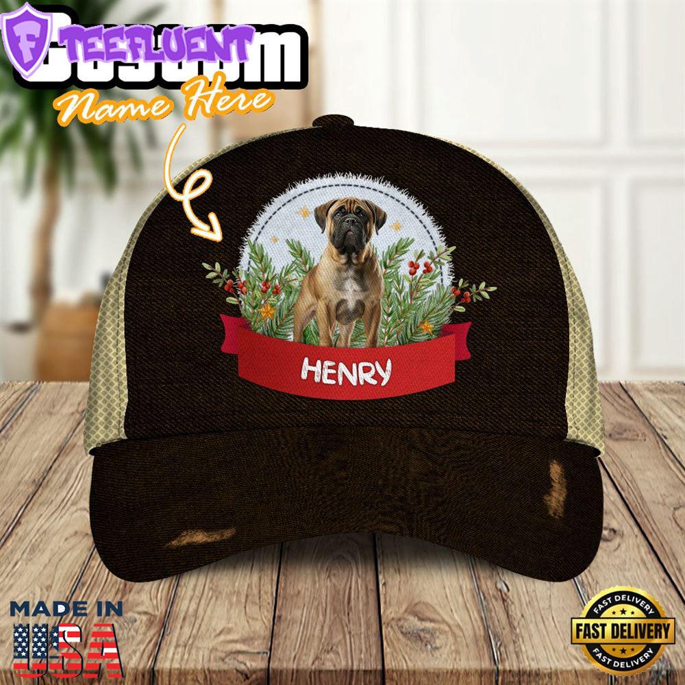 Bullmastiff Dog Playful In The Bushes 3D Cap