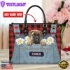 Bullmastiff Dog This Human Belongs To Leather Handbag