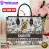 Cairn Terrier Dog Bior Leather Handbag With Flowers And Butterfly