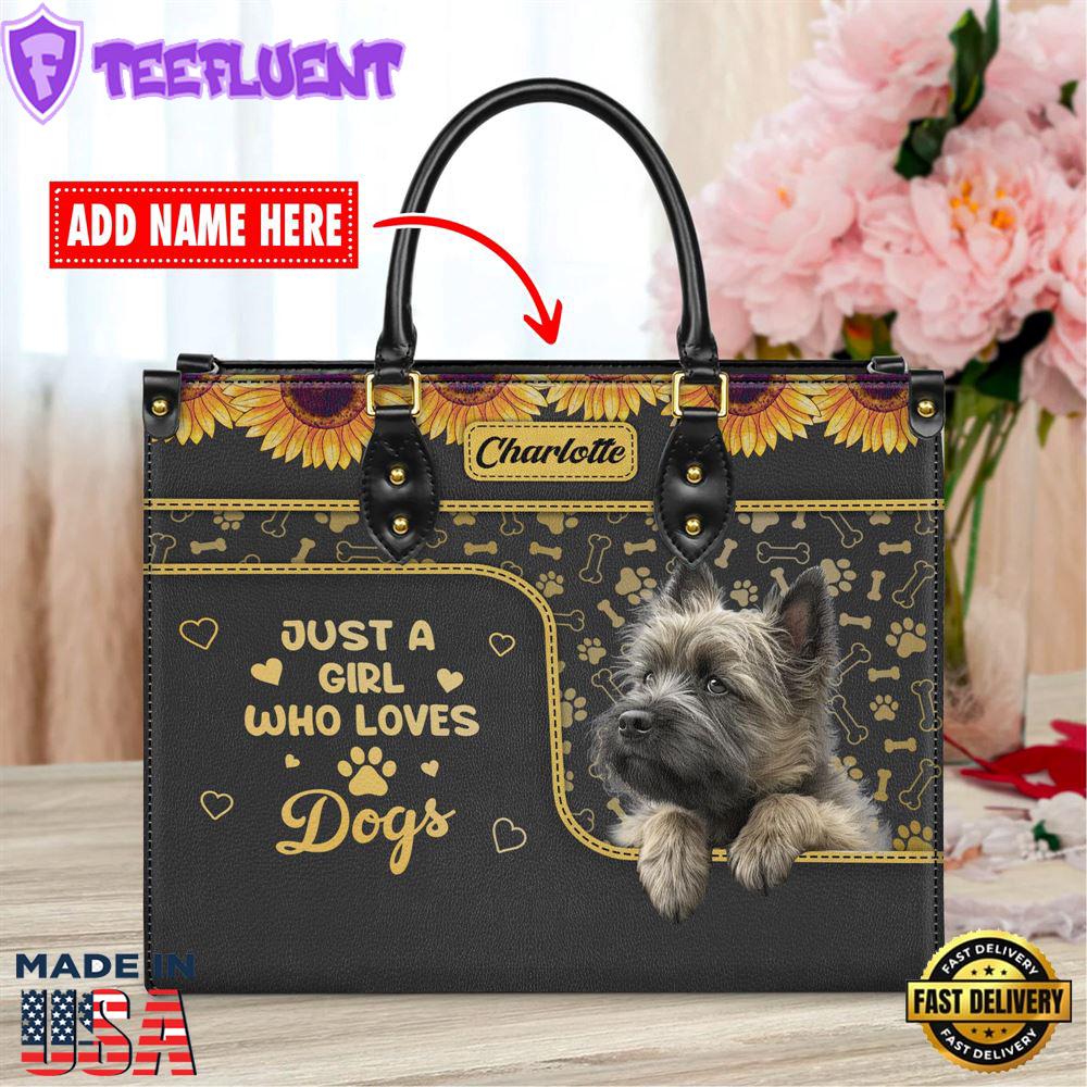 Cairn Terrier Dog Just A Girl Who Loves Dogs Leather Handbag