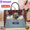 Cairn Terrier Dog This Human Belongs To Leather Handbag